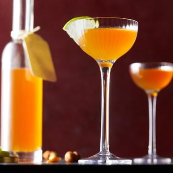 orange cocktail made with Hazelnut Liqueur